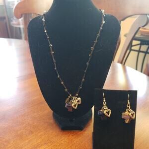 BRIGHTON‎ cross and heart charm necklace and earrings